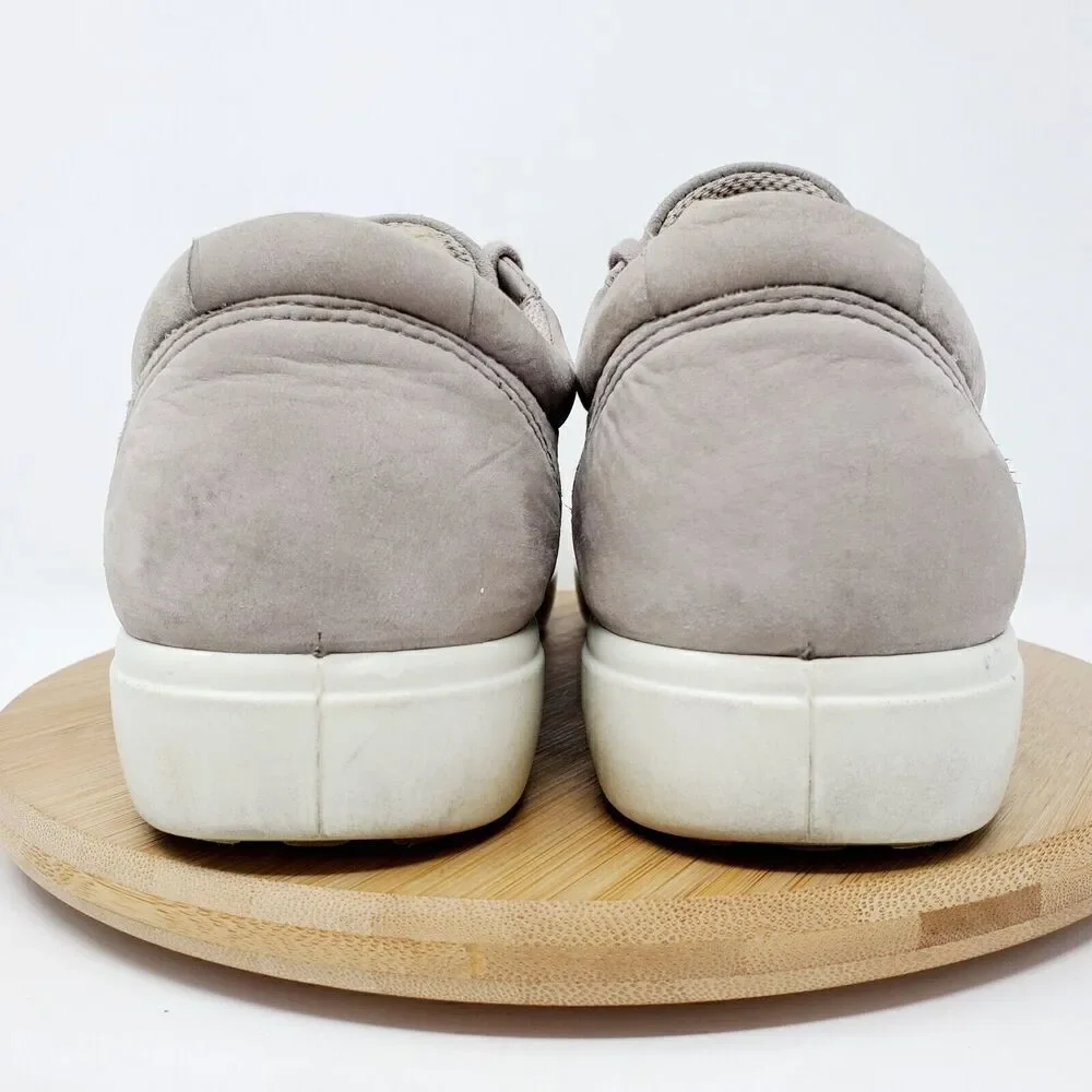 ECCO Soft 7 Stitch‎ Tie Sneakers Womens 39 Warm Grey Comfort Shoes Extra Width